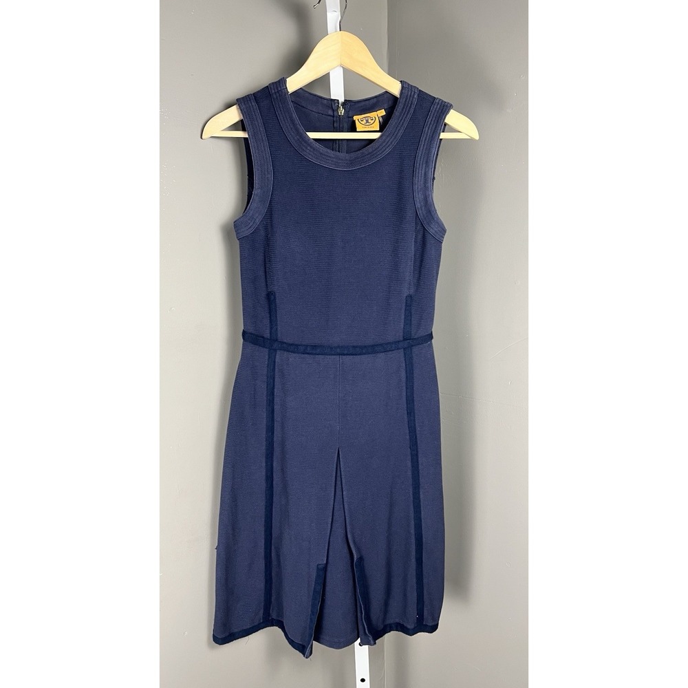 Tony Burch Addis Normandy Sheath Dress in Navy Sleeveless XS Invert Pleated